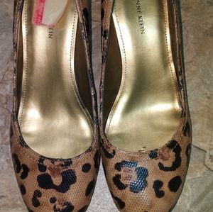 Anne Klein cheetah print block heel pump